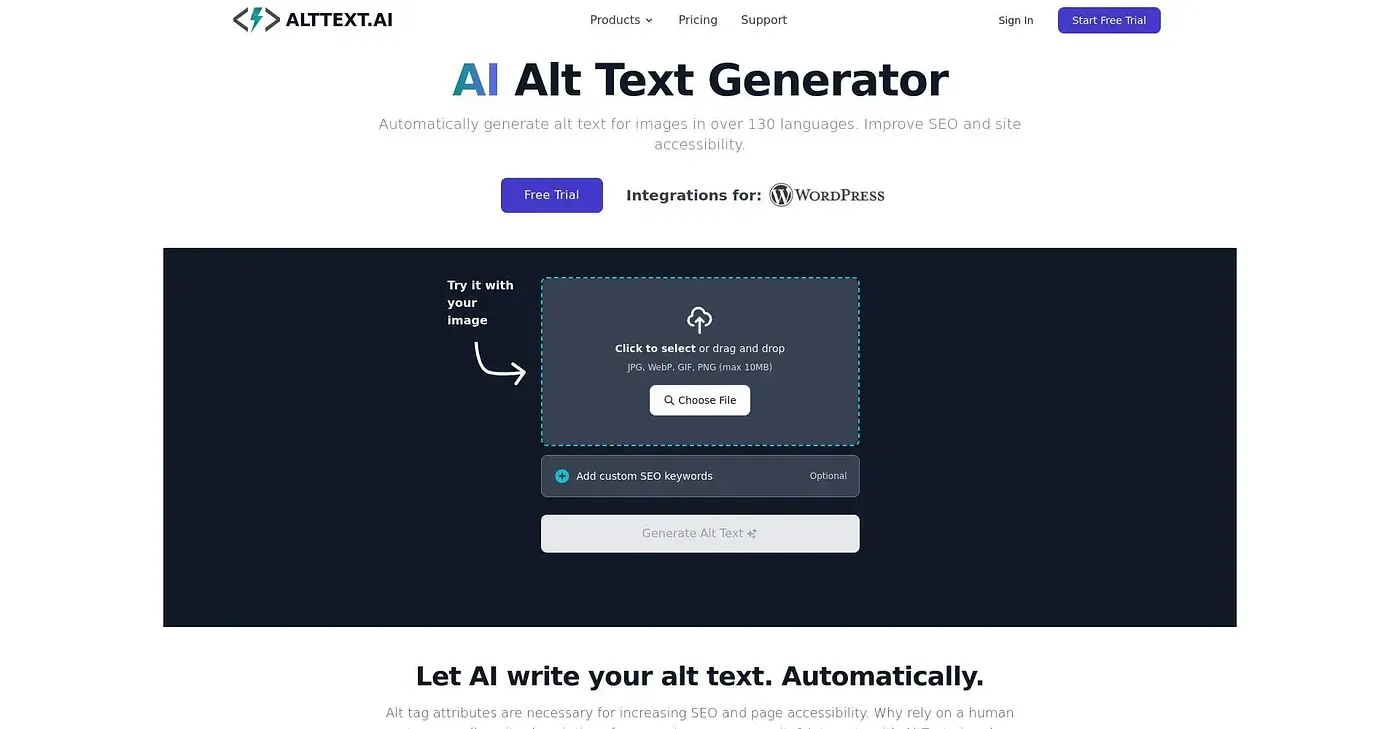 Screenshot of Alt Text AI