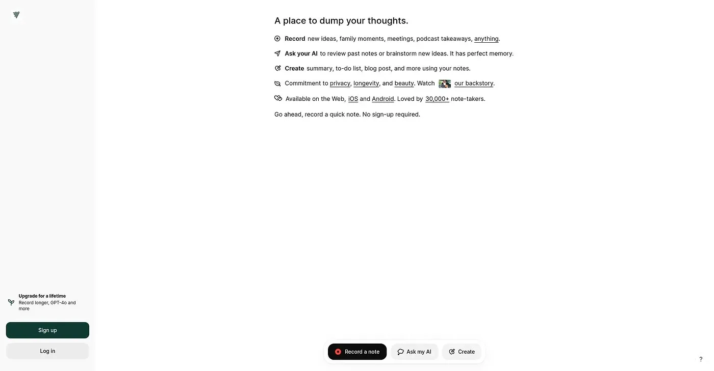Screenshot of Voice Notes