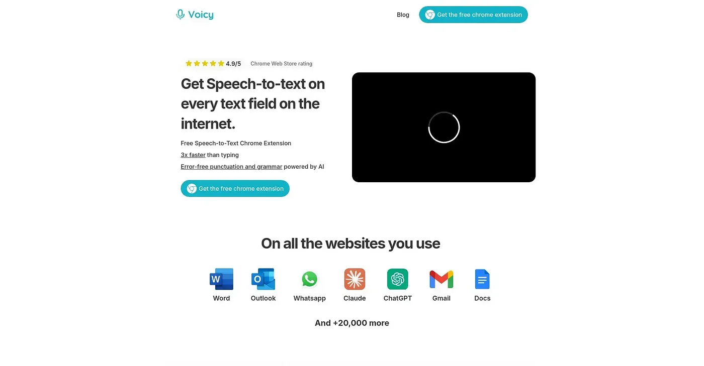 Screenshot of Voicy Extension