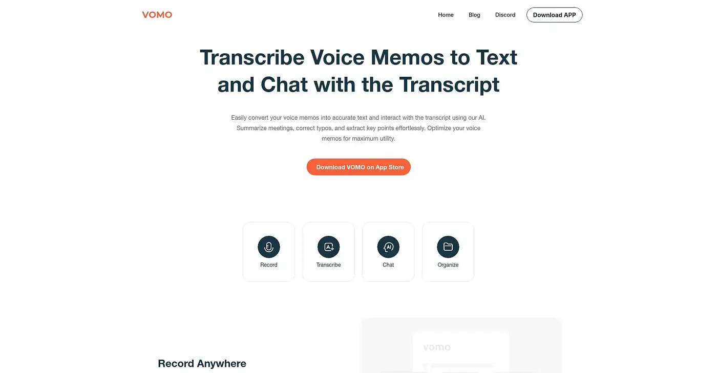 Screenshot of Vomo AI