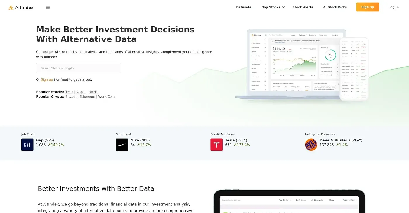 Screenshot of AltIndex