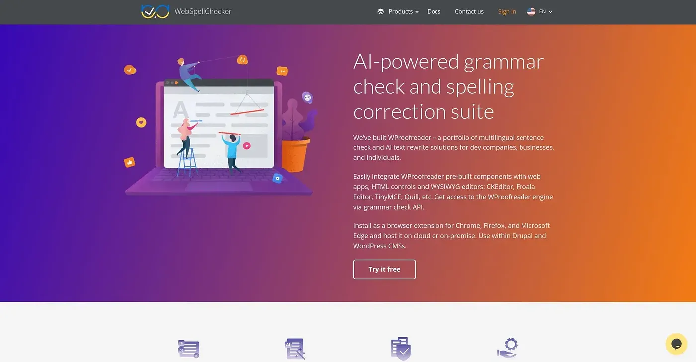 Screenshot of WProofreader