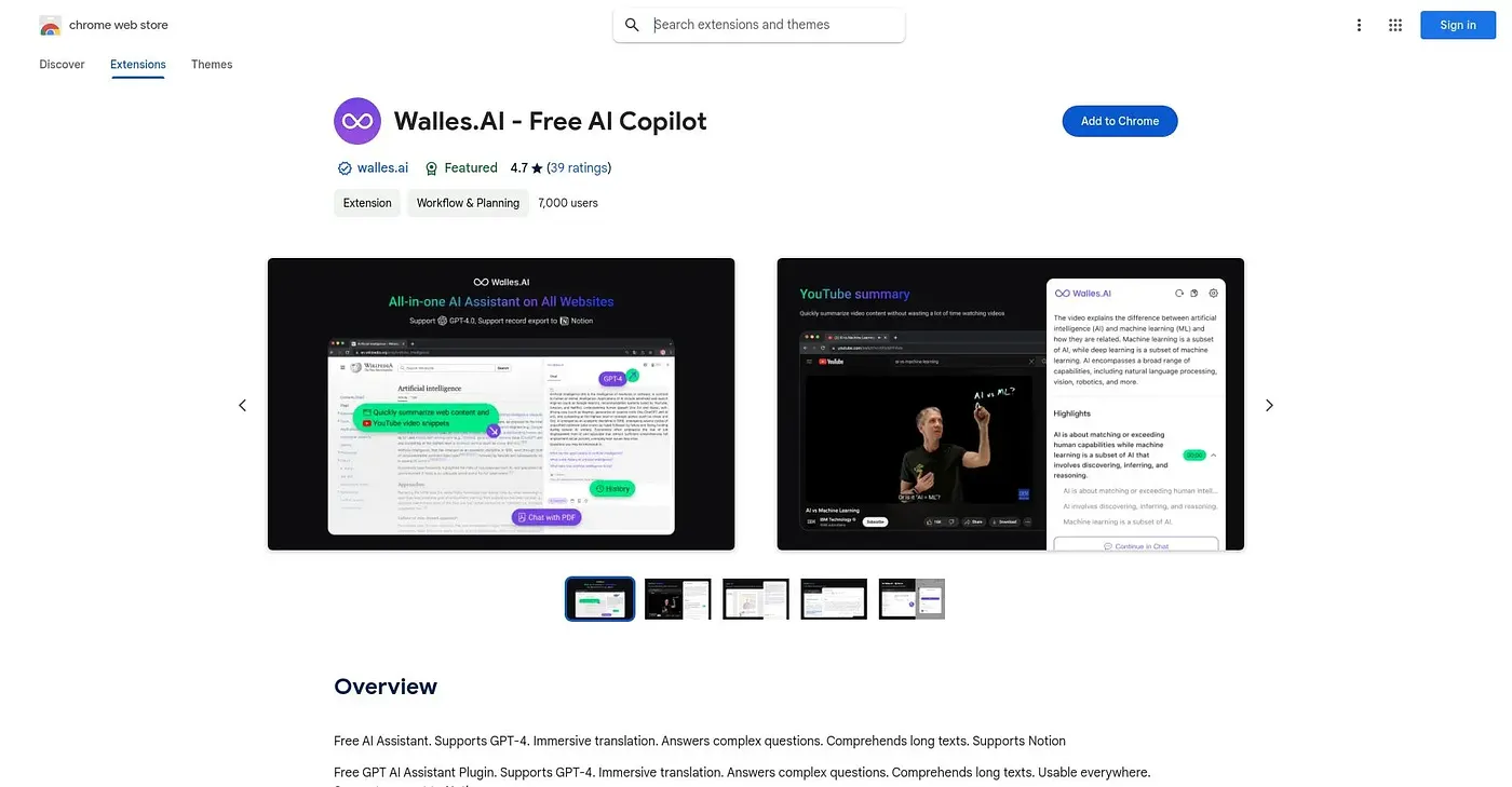 Screenshot of Wallesai - Chrome Extension