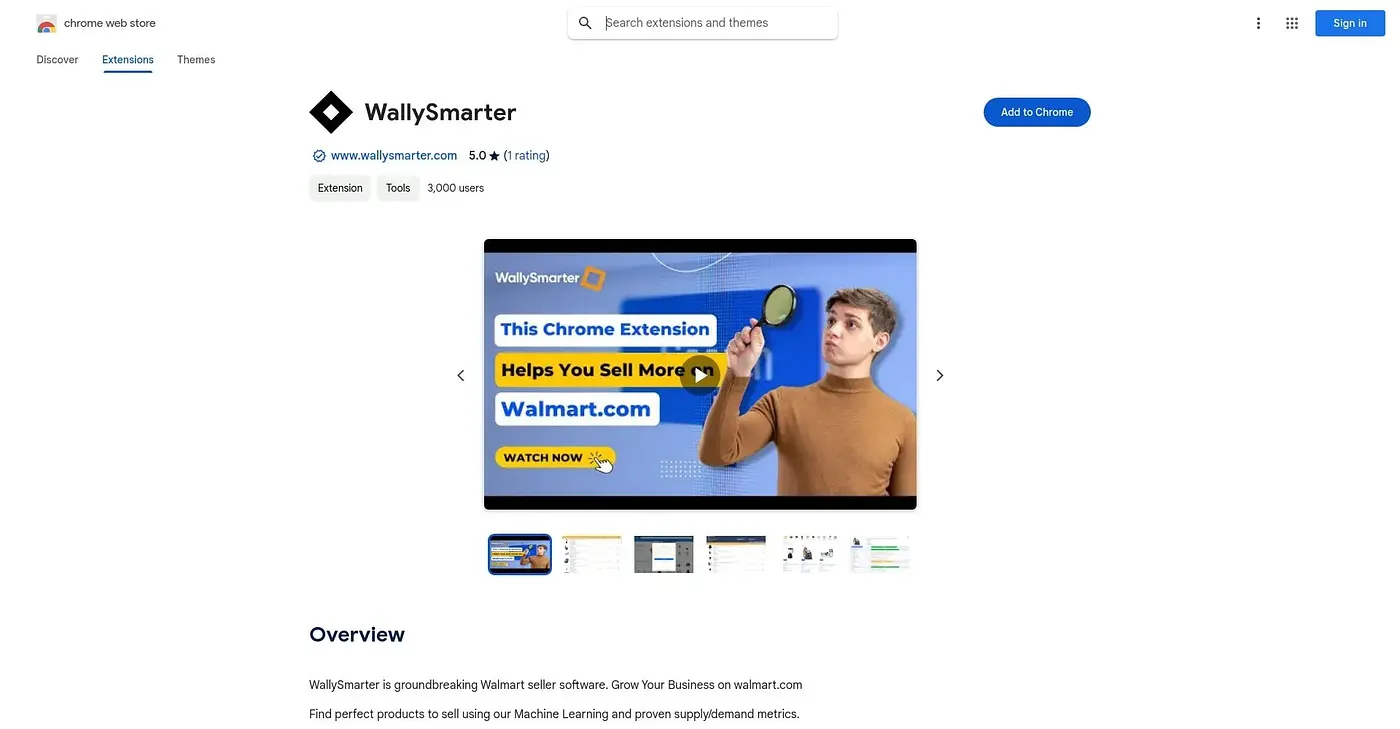 Screenshot of WallySmarter Chrome Extension