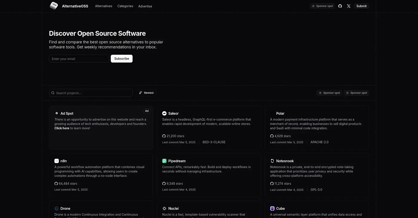Screenshot of Alternative OSS