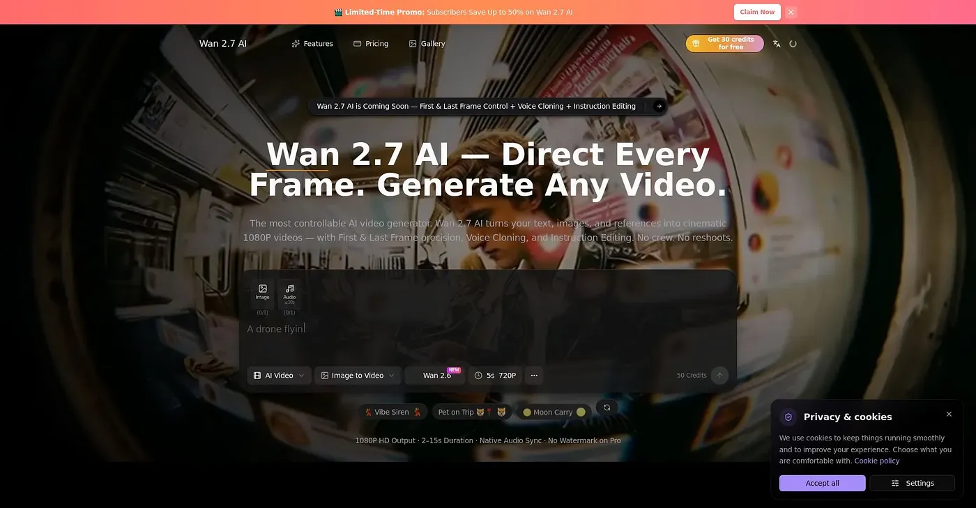 Screenshot of Wan 2.7 AI