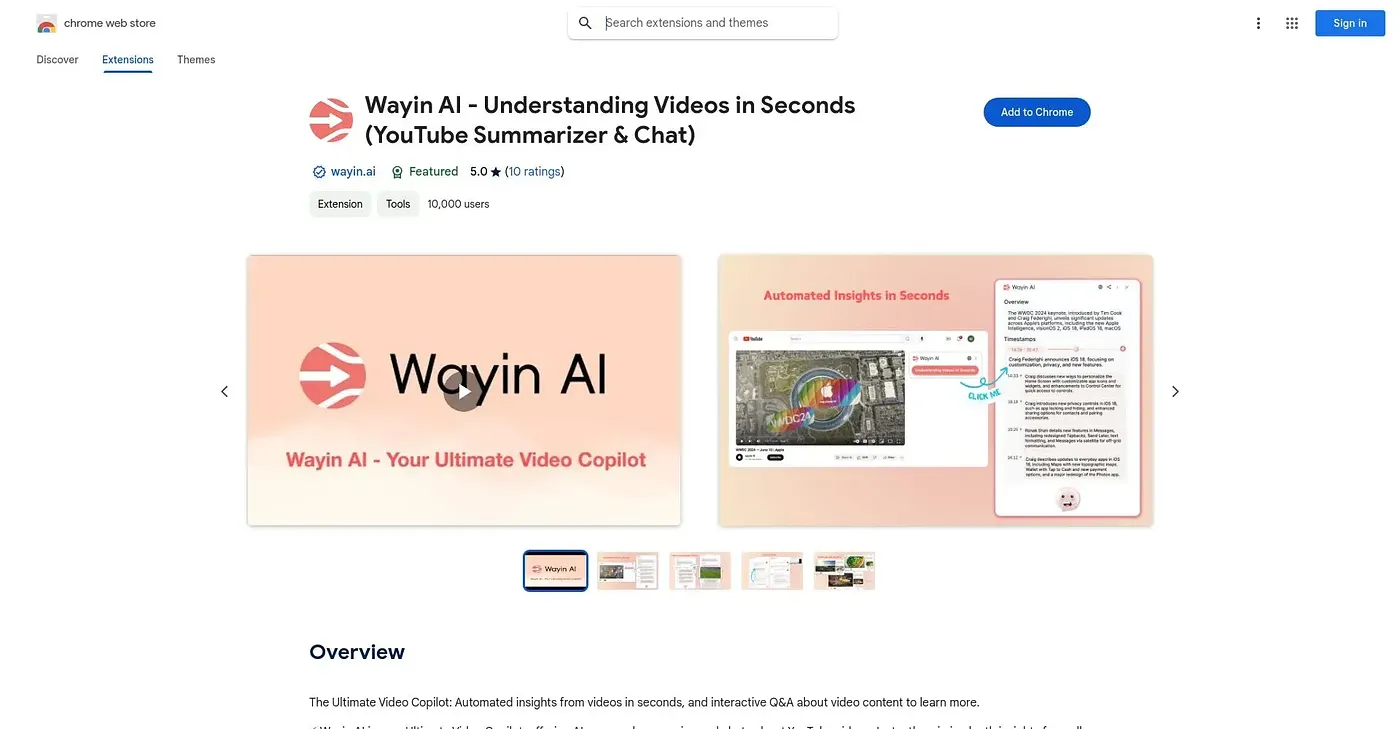 Screenshot of Wayin AI Understanding Vi Chrome Extension
