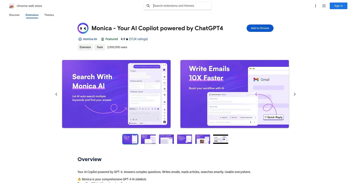 Screenshot of WebHelper.AI Chrome Extension