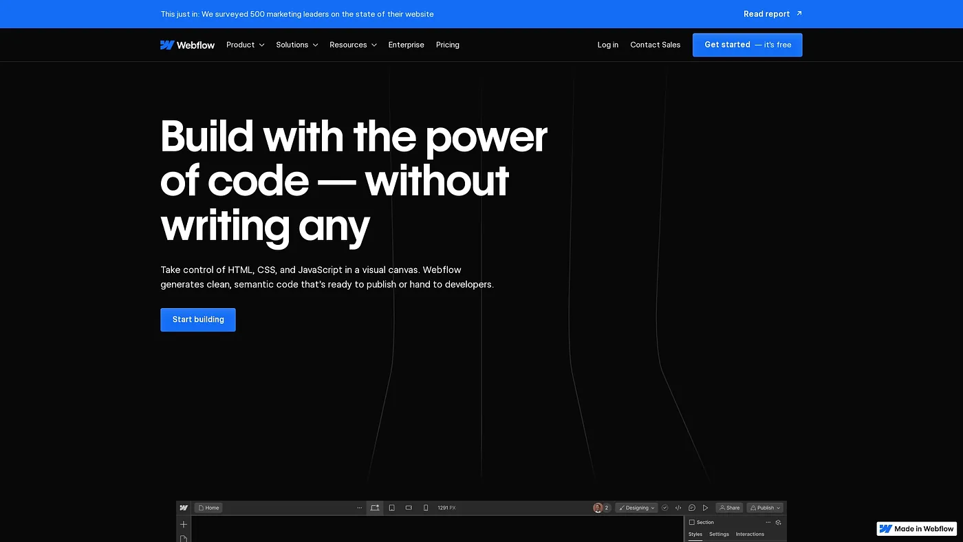 Screenshot of Webflow