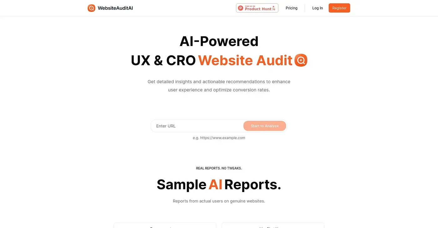 Screenshot of Website Audit AI