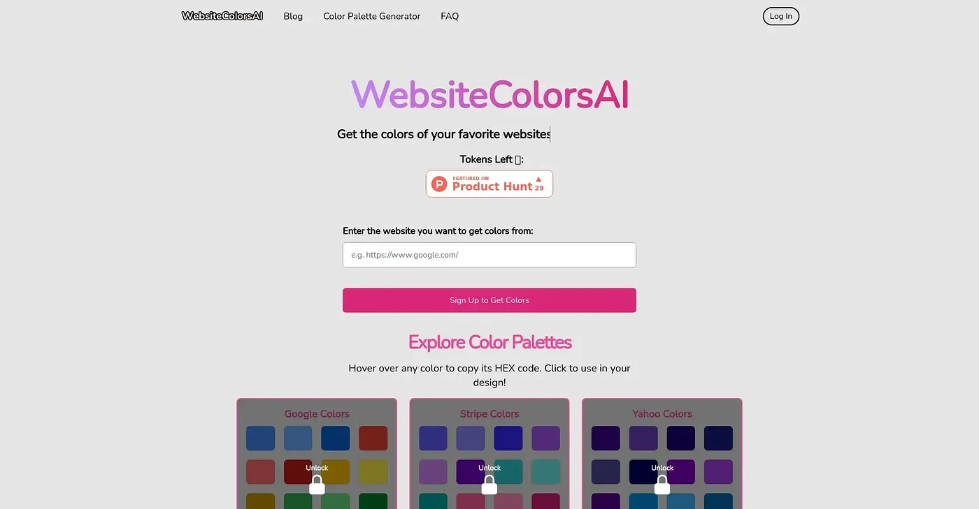 Screenshot of Website Colors AI