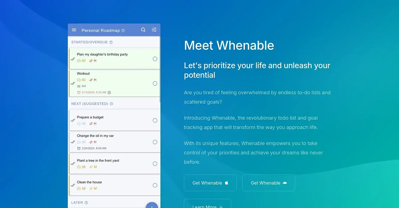 Screenshot of Whenable
