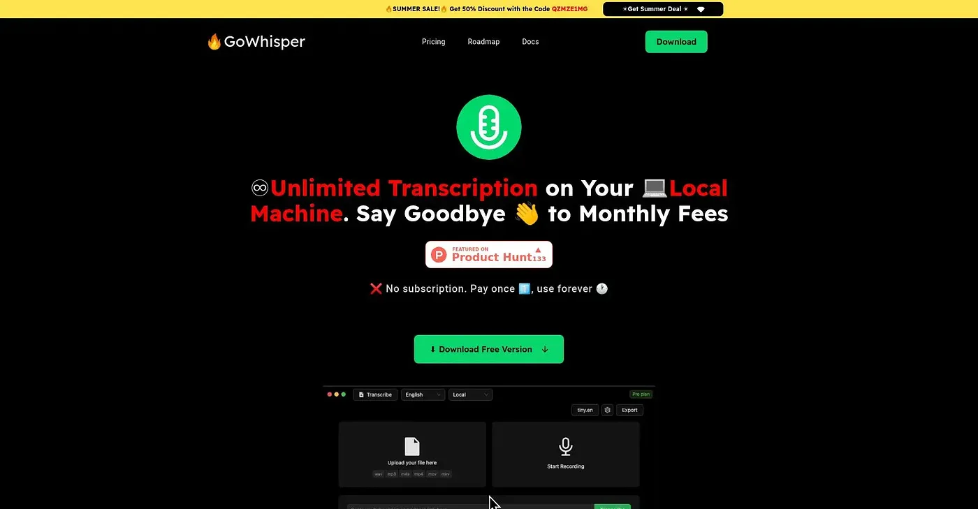 Screenshot of Whisper