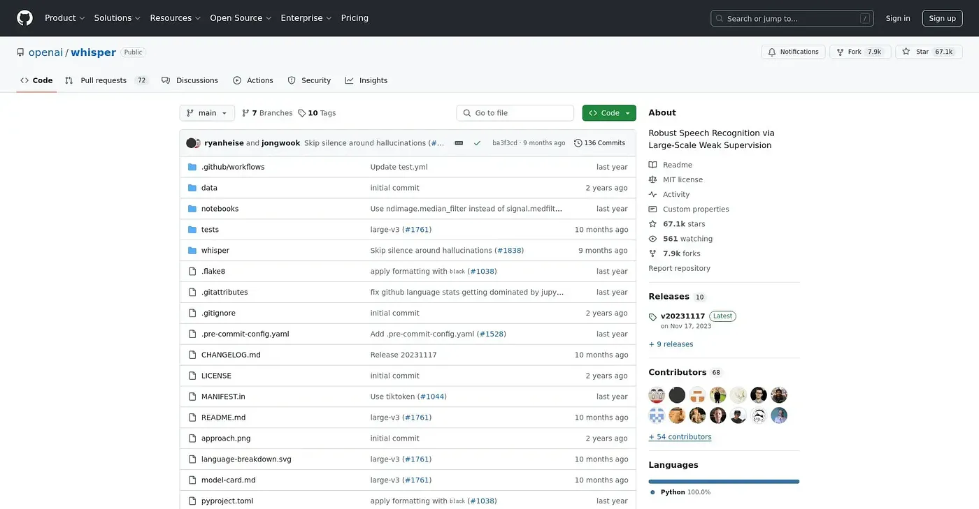 Screenshot of Whisper