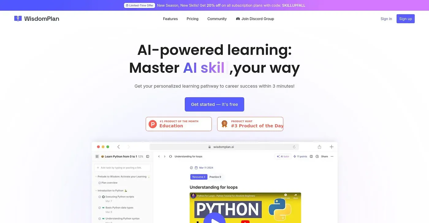 Screenshot of WisdomPlan