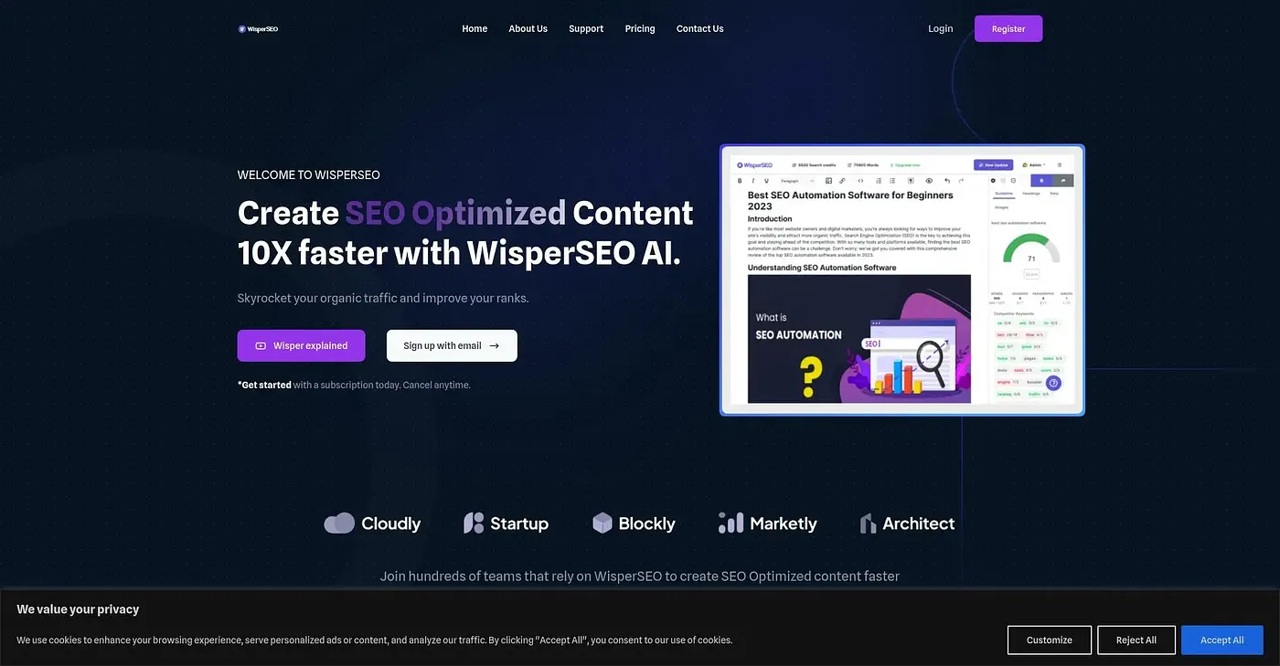 Screenshot of Wisper SEO