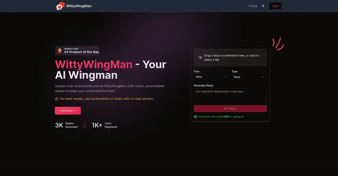 Screenshot of Witty Wingman