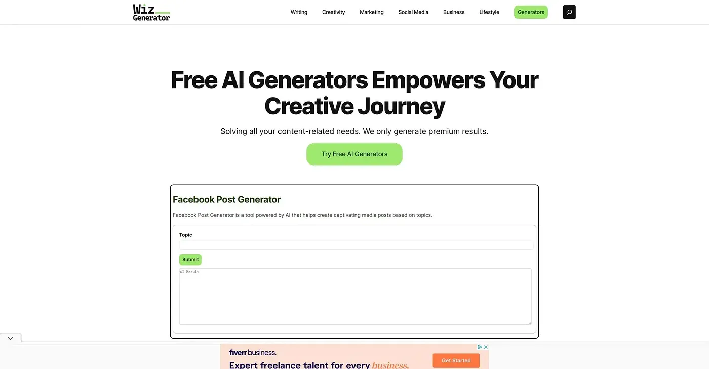 Screenshot of Wiz Generator