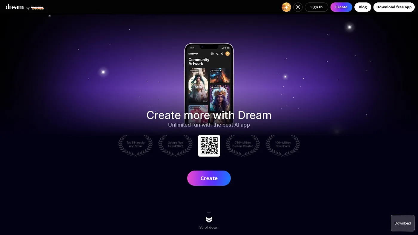 Screenshot of Wombo