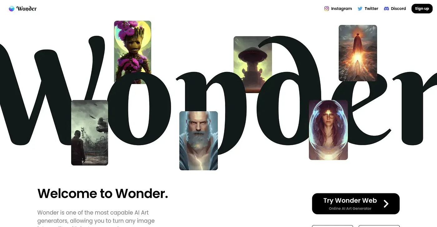 Screenshot of Wonder AI