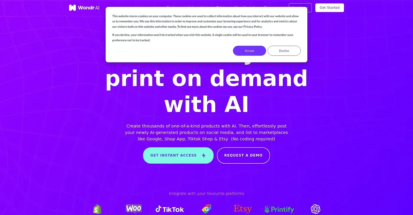 Screenshot of Wondrai AI