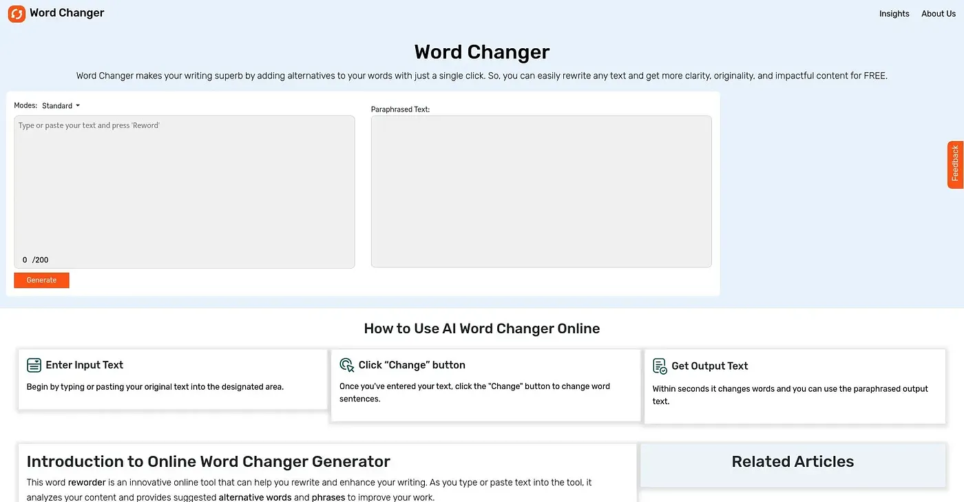 Screenshot of Word Changer