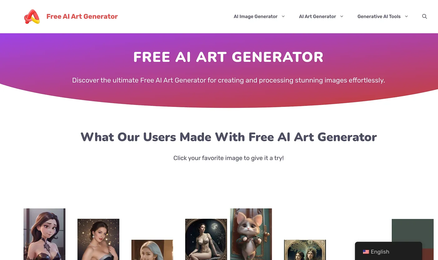 Screenshot of AI Art Free