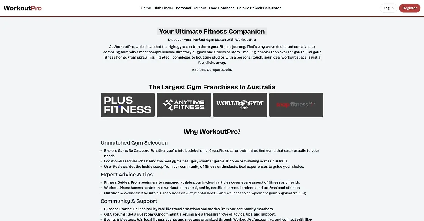 Screenshot of WorkoutPro