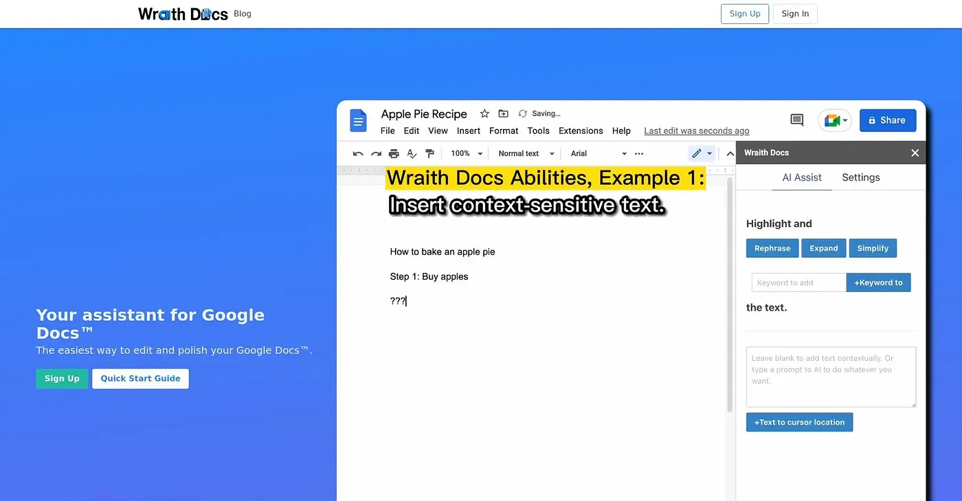 Screenshot of Wraith Docs