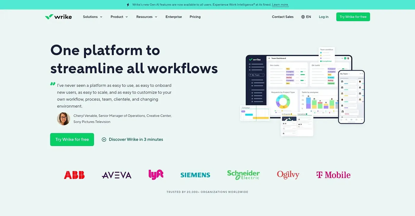 Screenshot of Wrike
