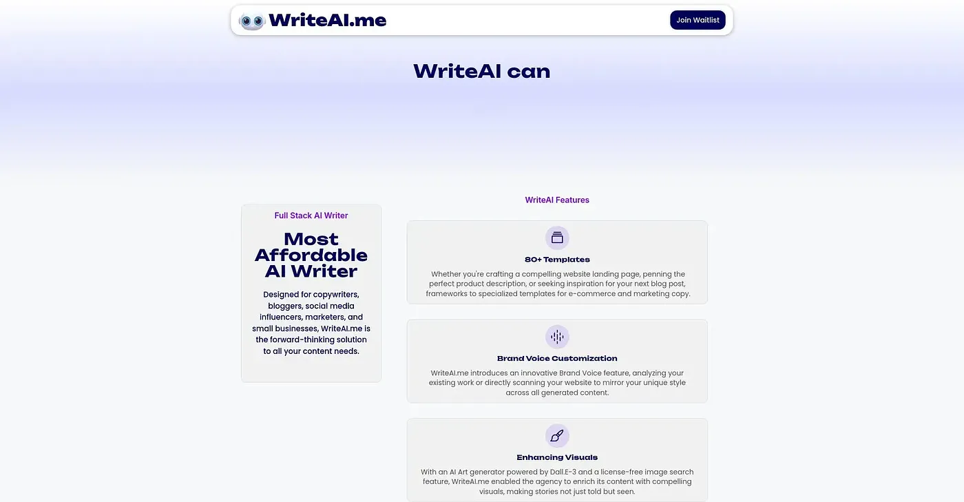 Screenshot of Write AI