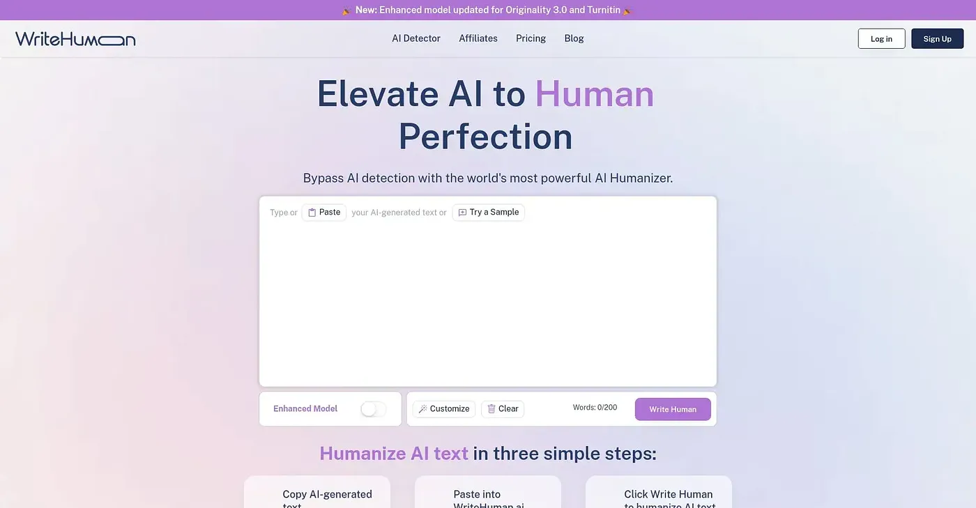 Screenshot of Write Human