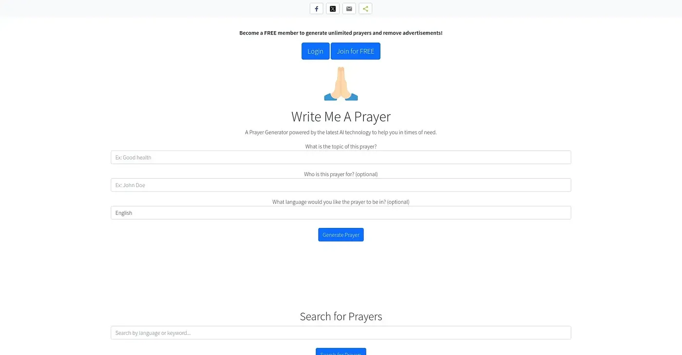 Screenshot of Write Me A Prayer