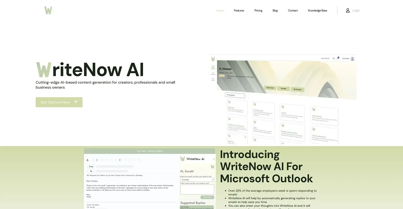 Screenshot of Write Now AI