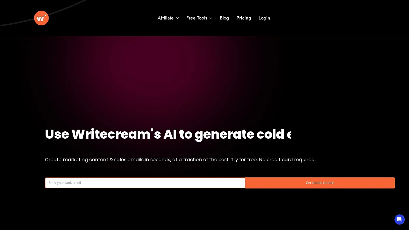 Screenshot of WriteCream