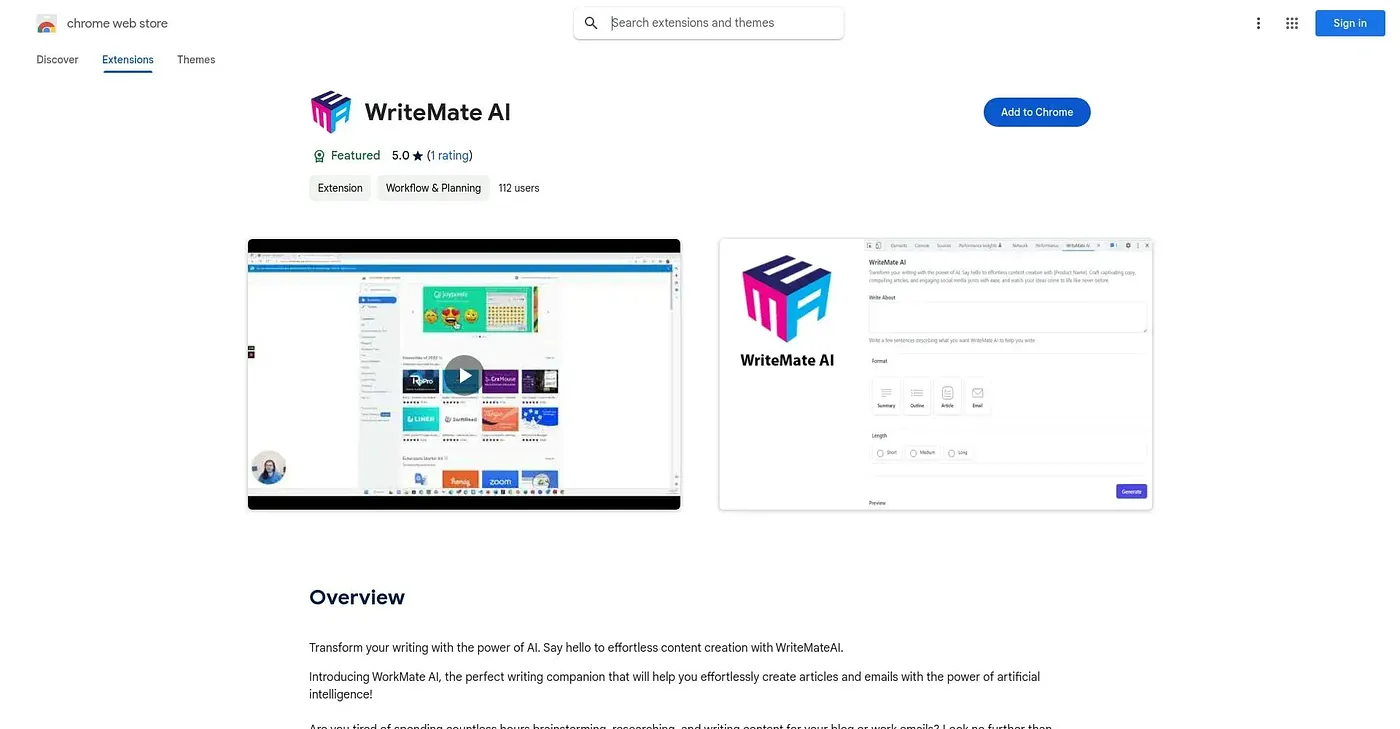 Screenshot of WriteMate AI
