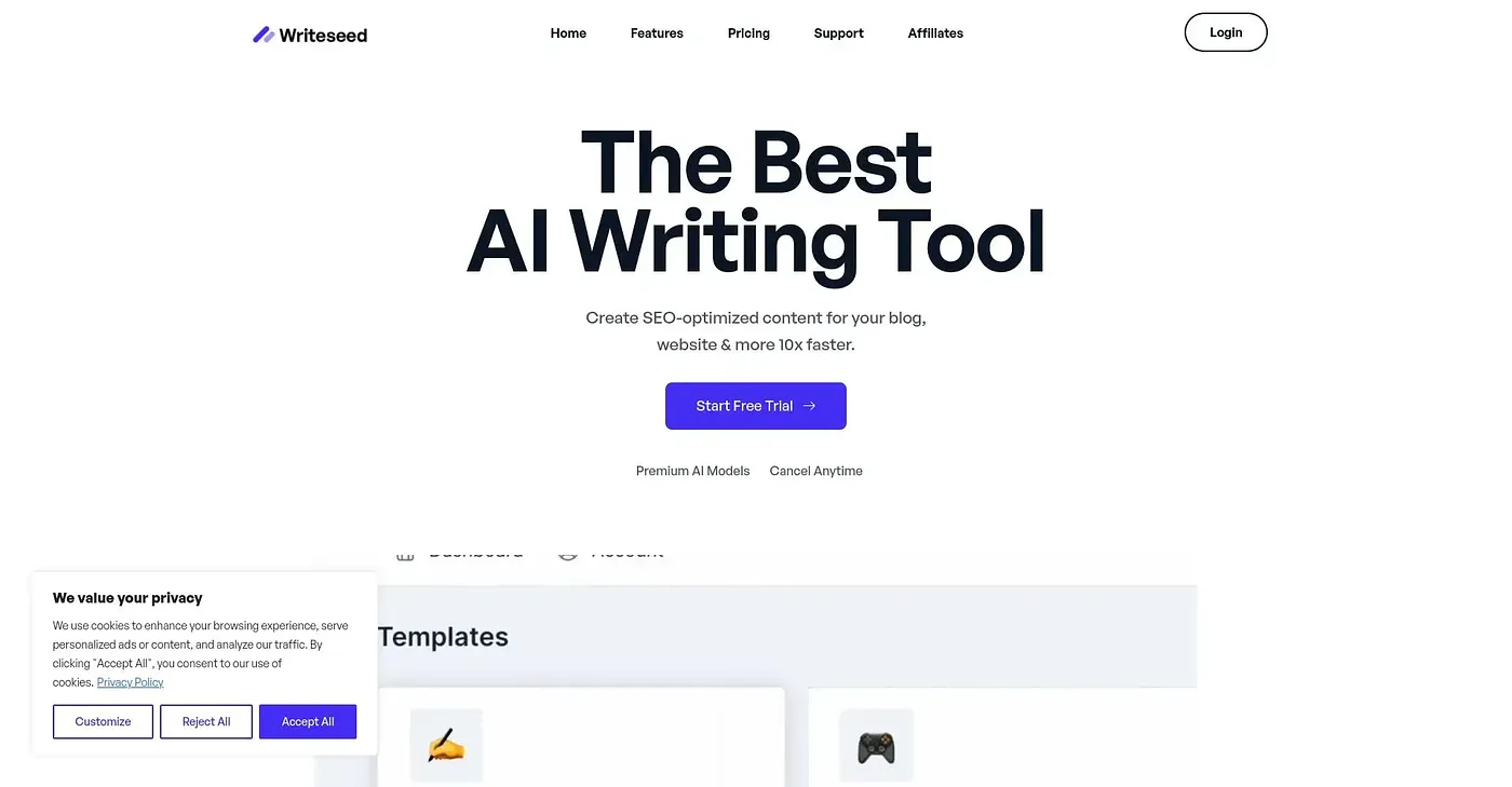 Screenshot of WriteSeed