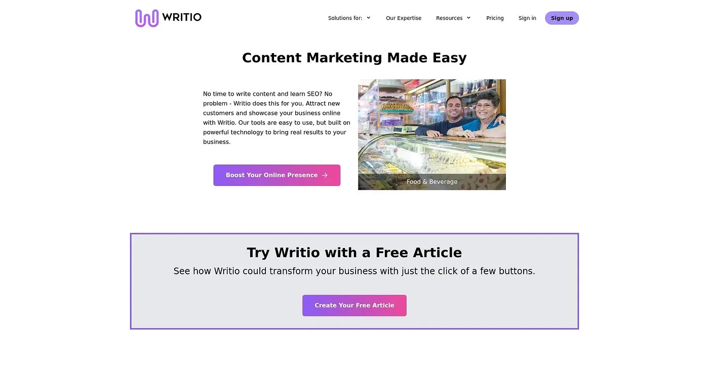 Screenshot of Writio
