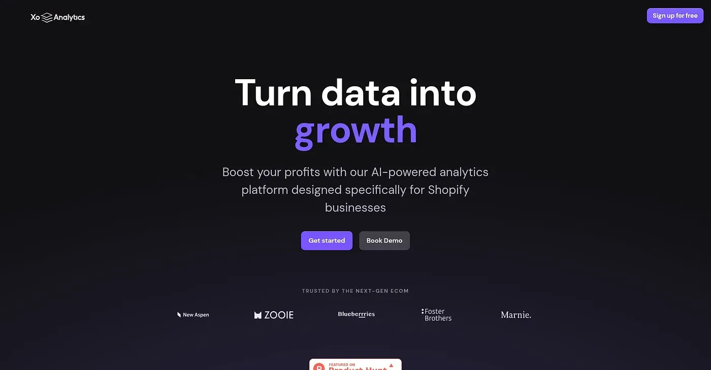 Screenshot of XO Analytics