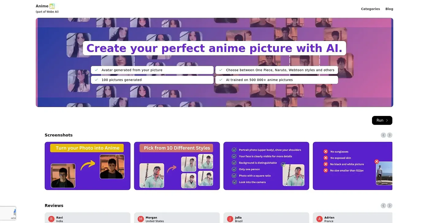 Screenshot of Anime AI