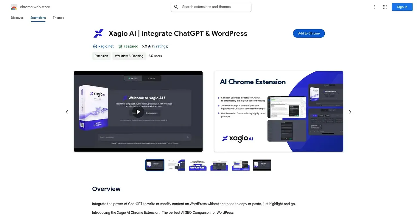Screenshot of Xagio AI