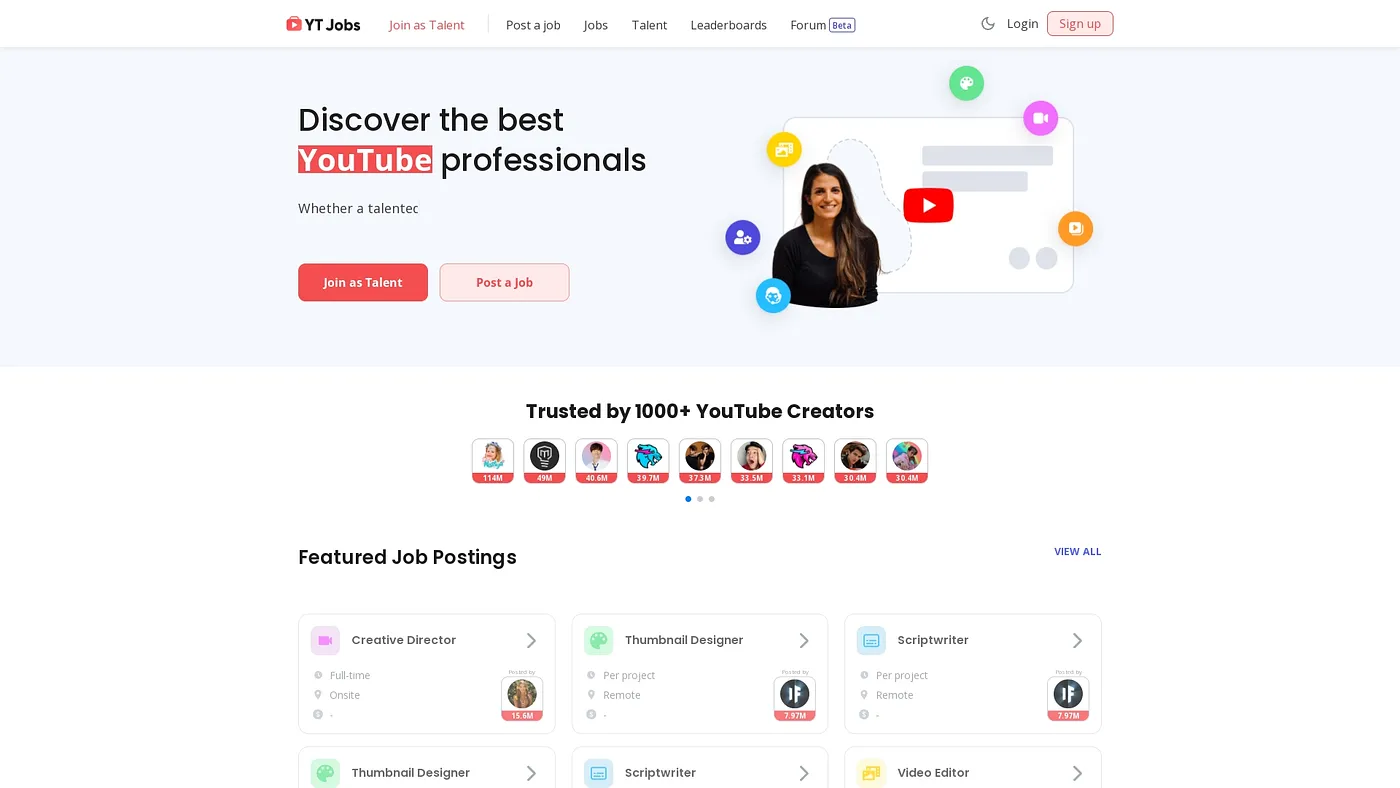 Screenshot of YTJobs