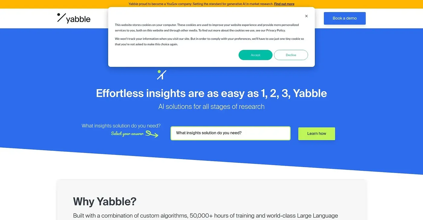 Screenshot of Yabble