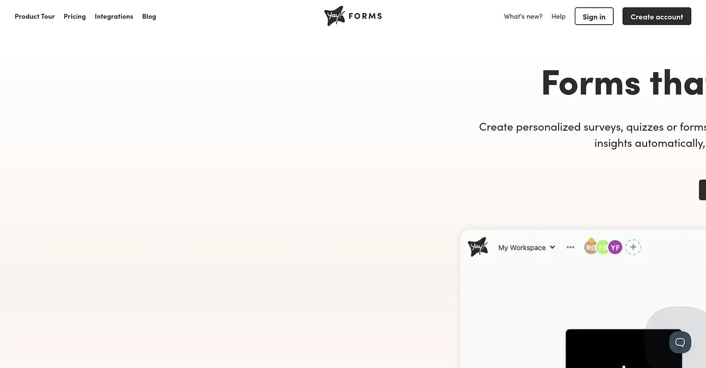 Screenshot of Yay Forms
