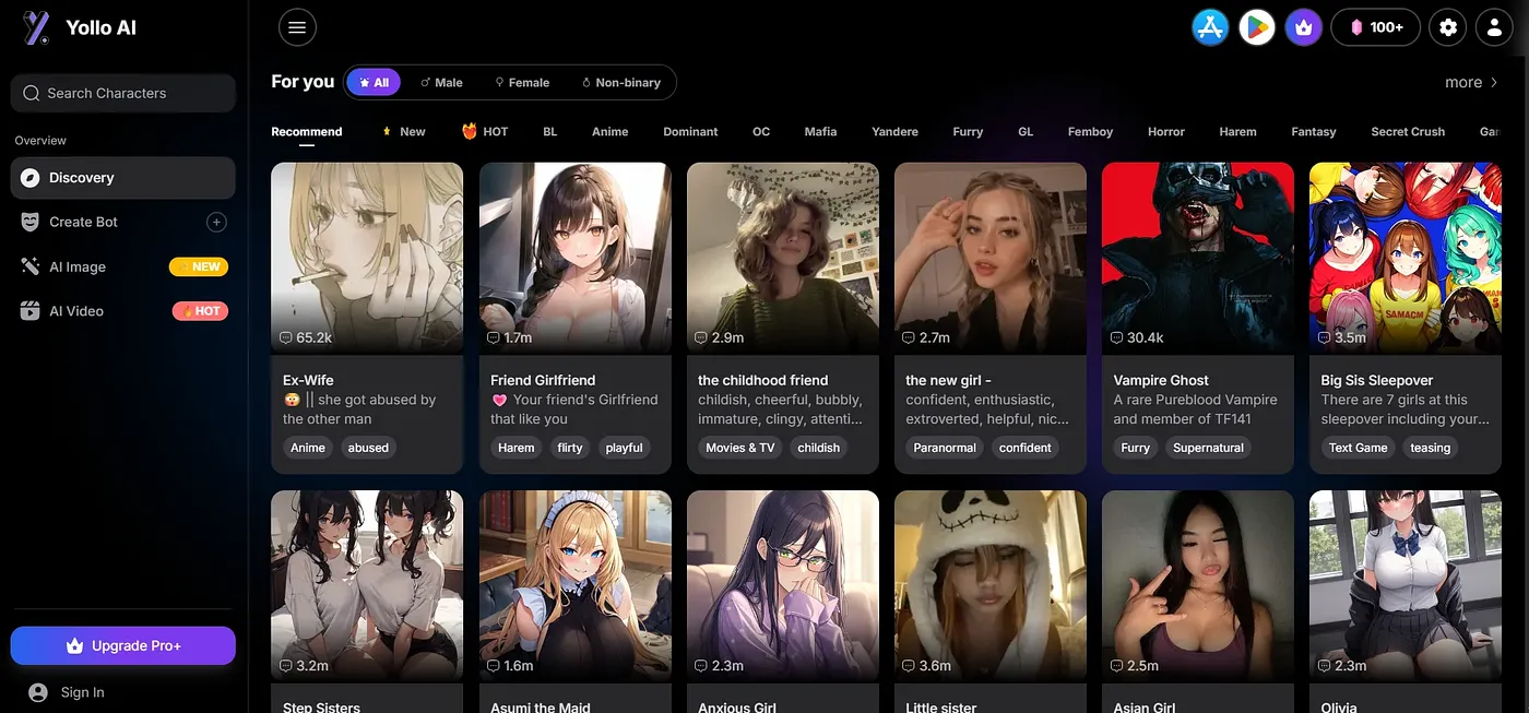 Screenshot of Yollo AI
