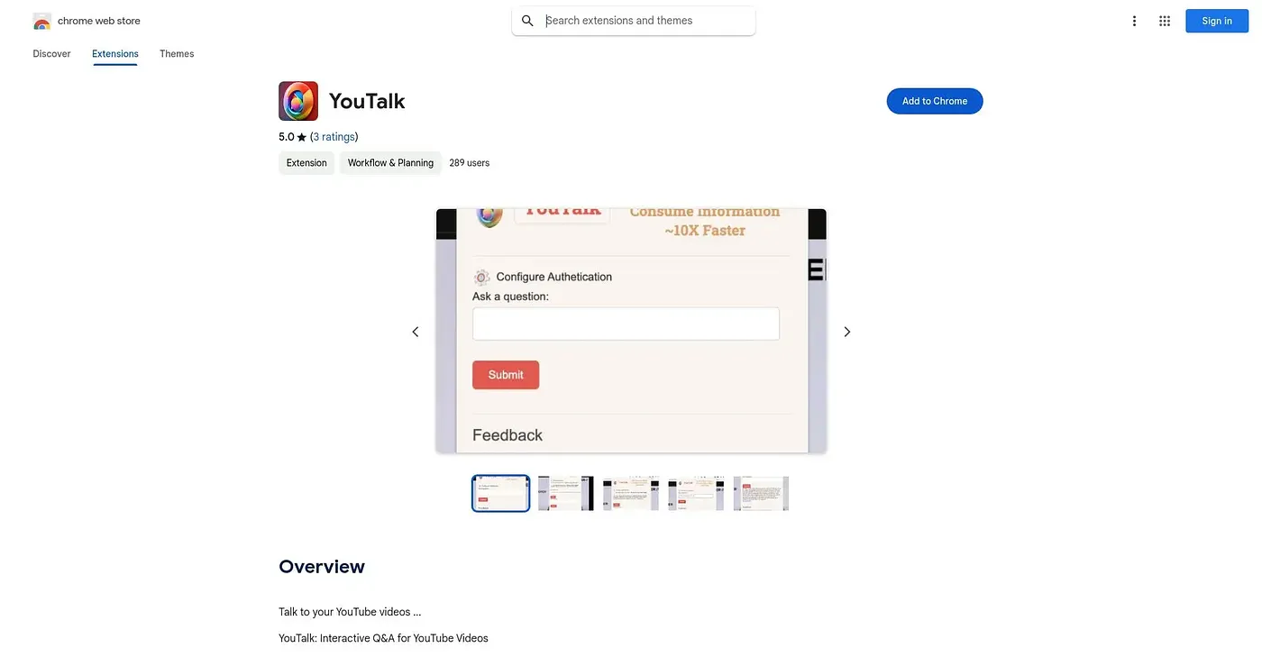 Screenshot of YouTalk Chrome Extension
