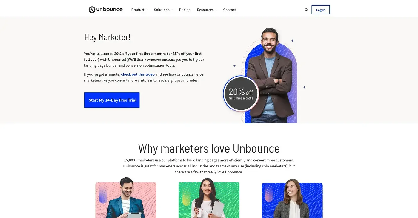 Screenshot of Unbounce