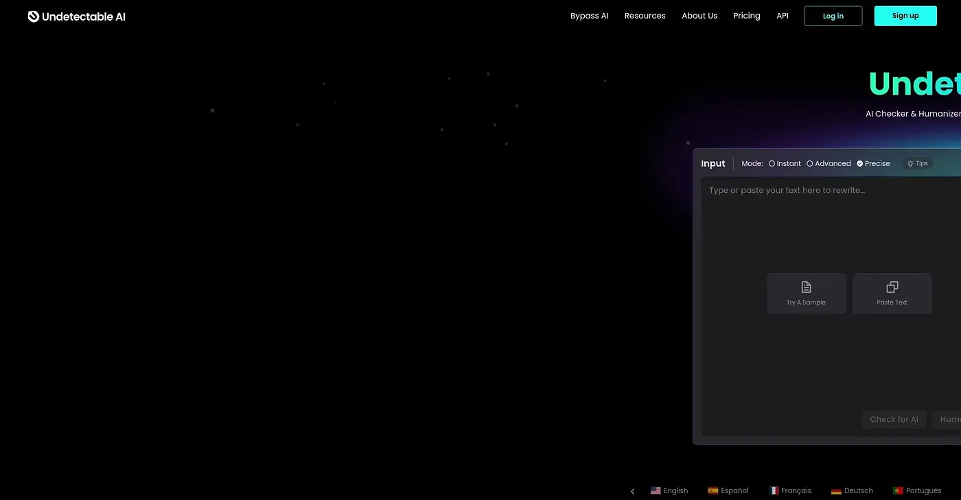 Screenshot of Undetectable AI