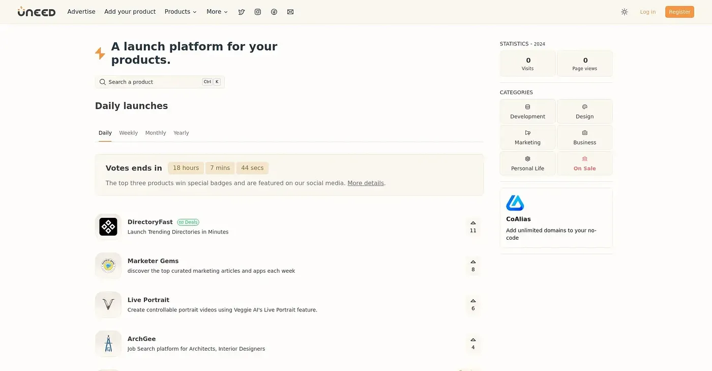 Screenshot of Uneed