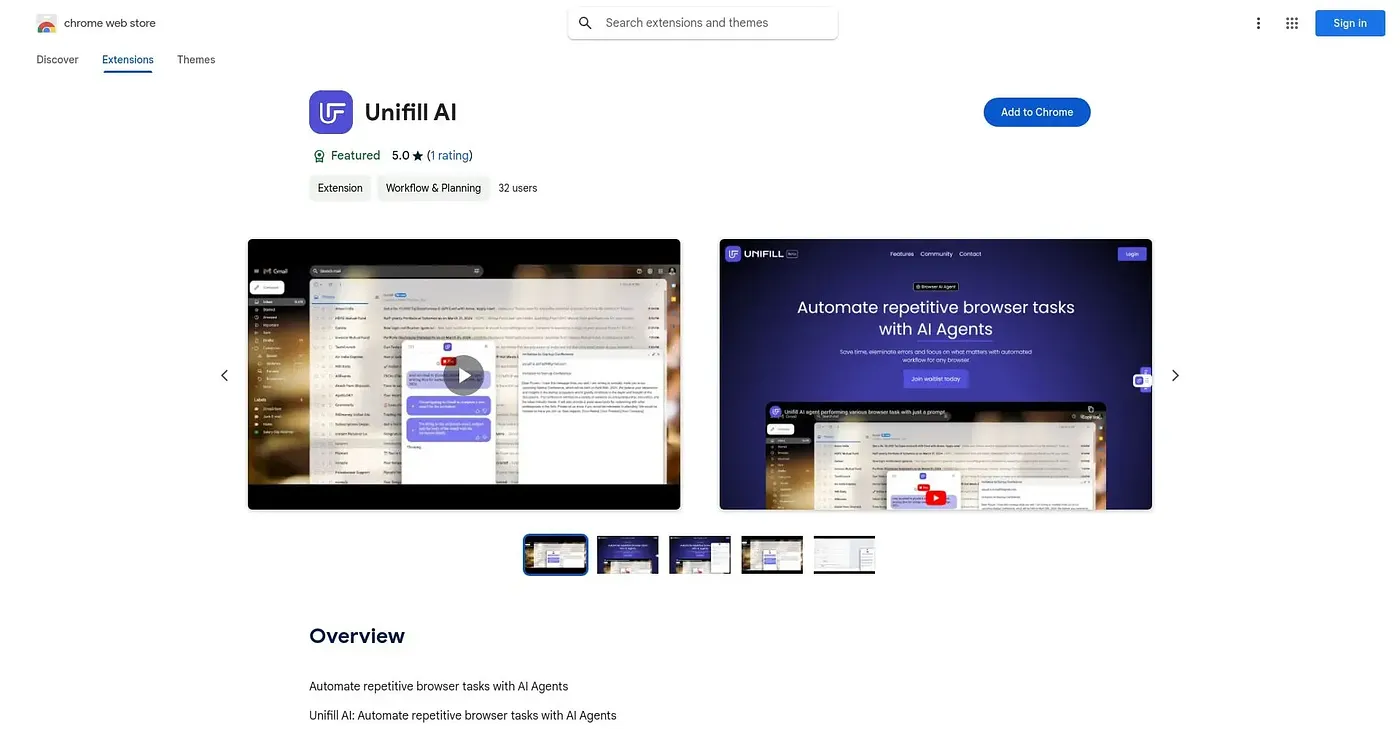 Screenshot of Unifill Chrome Extension